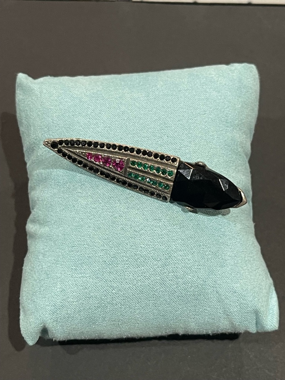 Black Crystal and Multicolor Stone Statement Brooch